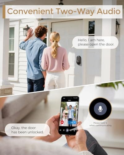 WiFi Video Smart Lock with Camera -Keyless Entry Deadbolt, 5-in-1 (Camera+Doorbell+Fingerprint+Keypad), App Control, Two-Way Audio, Waterproof, Easy Installation - Thumbnail 5