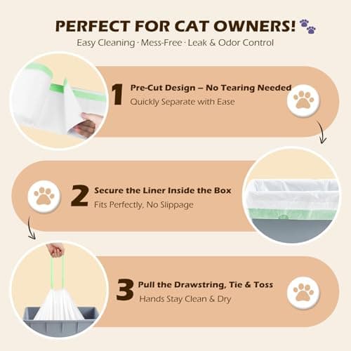 Automatic Cat Litter Box Liners Bags Compatible with MeoWant-SC01 & MeoWant-SC02, Self-Cleaning Kitty Litter Liners Bags, Heavy-Duty Thick Drawstring Replacement Liner Bag 18" x 12.6" (30 PCS) - Thumbnail 6
