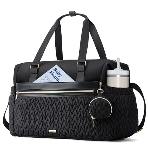 Lekesky Diaper Bag Tote for Mom, 37L Large Diaper Tote Bag, Baby Hospital Bag for Women Labor Delivery, Travel Diaper Bag with Changing Pad, Pacifier Case, Insulated Pockets, Luggage Sleeve, Black - Image 1