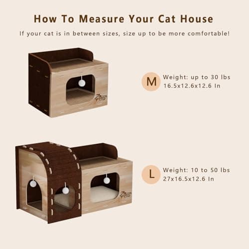 Cat Houses for Indoor Cats, Two-Story Cat Bed Cube for Multiple Small Kittens, Removable Felt Cat Cave Hideaway Condo with Fluffy Ball, Scratch Pad - Thumbnail 5