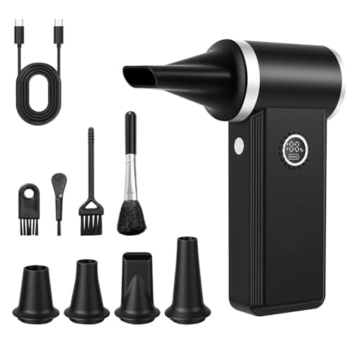 Efficore Super Power Compressed Air Duster, 180K RPM Brushless Motor, 45W Fast Charge; 4 Gears Adjustable Cordless Electric Air Duster; Rechargeable Air Blower for PC, Car, House, Outdoor Cleaning