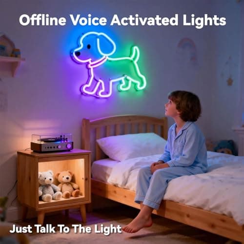 AI Smart Neon Lights RGB+IC,Voice Activated Multicolors Kids Room Light No App/No WiFi Required, Music Sync Dimmable Color Changing Light 16.4ft 25 Commands USB Powered for Bedroom Party - Thumbnail 2