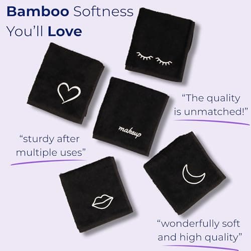 Marmaris Co. Luxury Black Makeup Washcloths for Face, 5-Pack Makeup Towels Face Washcloth, Viscose from Bamboo & Cotton - Thumbnail 6
