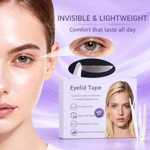 Eyelid Tape for Hooded Eyes Invisible 600Pcs, Waterproof Eyelid Lifter Strips for Natural-Looking, All-Day Wear,Say Goodbye to Single Lids,Sagging Eyelids - Thumbnail 3