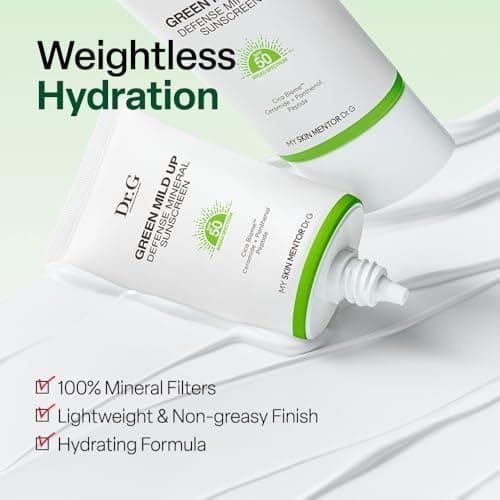 Dr. G Green Mild Up Defense Mineral Sunscreen - SPF 50 Broad Spectrum Korean Sunscreen - Lightweight & Reef-Safe Mineral Formula - For Sensitive Skin - Non-Greasy - With Centella Asiatica - 1.69 fl oz - Thumbnail 5