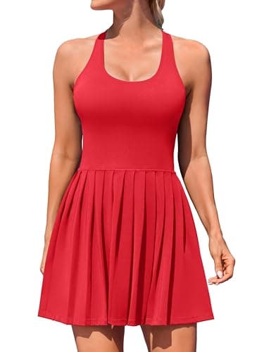 ATTRACO Women Tennis Dresses Seamless Going Out Dress Summer Athletic Outfits Exercise Dess Red Dress S - Image 1