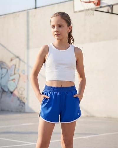 Stelle Girls Athletic Shorts with Pockets Quick Dry Running Shorts Gymnastics Basketball Short for Teen Kids Royal Blue XL - Thumbnail 5