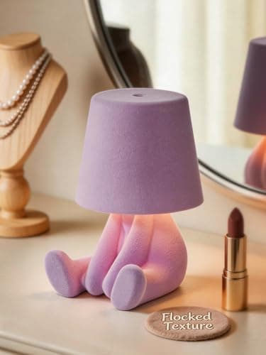 ytydo Human-Shaped Rechargeable Table Lamp: Flocked Texture - Softer Look & Warmer Presence for Vanity and Personal Corners - Dimmable 3 Color Temps - Image 1