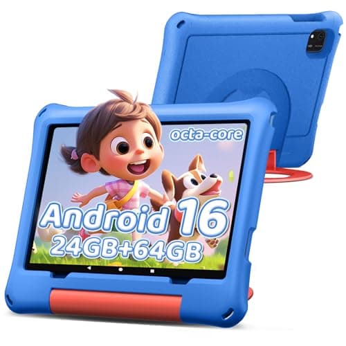 10 inch Kids Tablet, Android 16 Tablet for Kid, Octa-Core Processor, 24GB RAM, 64GB ROM 1TF Card Expandable for Toddler Children,Tablets with Case, Parental Control, 6000mAh, WiFi, BT5.0, Dual Camera - Image 1