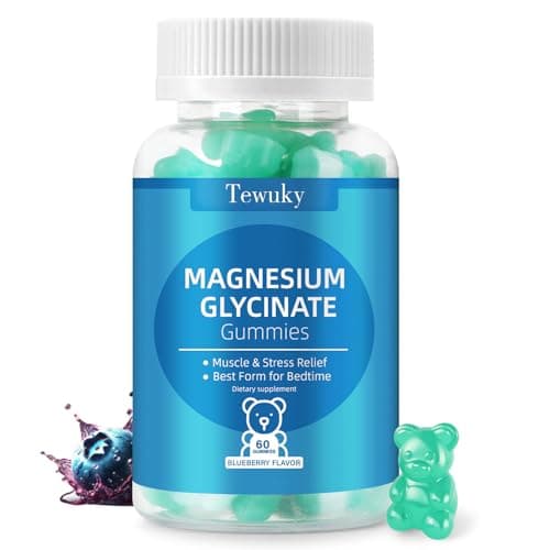 Magnesium Glycinate Gummies 500mg, Sugar-Free for Adults & Kids, Magnesium Gummies for Sleep, Stress & Muscle Relief, Supports Bone & Nerve Health, Vegan, Pectin-Based, 60 Count, Blueberry Flavor - Image 1