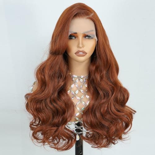 Barbique Ginger Orange Synthetic Lace Front Wig for Women, 13x6 Lace Front, Long Wavy with Baby Hair, Deep Parting, Natural Hairline, Hd Lace, Heat Resistant Fiber Wig 26 Inch - Image 1