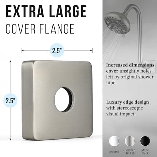 G-Promise All Metal 12-Inch S Shaped Shower Arm with Flange(Brushed Nickel) - Thumbnail 3