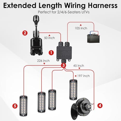 Steelify UTV Turn Signal Kit with 110dB Horn, Dual Row 12 LED Beads, Pre-Wired Plug and Play Lever Column Switch, Universal Street Legal Blinker Kit Compatible with Polaris Can-Am Teryx CFMOTO - Thumbnail 6