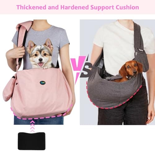 Ownpets Pet Dog Sling Carrier Bag Adjustable Padded Strap Dog Hand Free Safe Mesh Pet Carrier for Small Medium Dog Cat (Pink) - Thumbnail 2