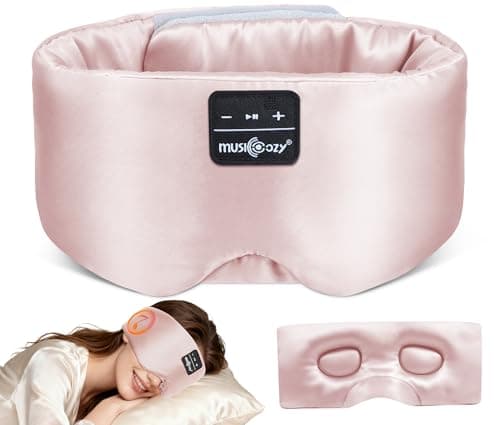 MUSICOZY 3D Silk Bluetooth Sleep Mask Headphones, Mulberry Silk Eye Mask with Ultra-Thin Wireless Speakers, Bluetooth 5.4 Sleeping Headphones for Side Sleepers, Music Sleep Mask Gifts for Men Women - Image 1