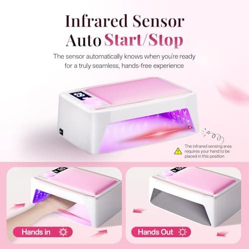 krofaue 380W Fast Curing UV Nail Lamp with Auto Sensor Professional Cordless UV Light for Gel Nails with Detachable Arm Rest, 6 Timers UV/LED Nail Dryer for Nail Salon and Home DIY - Thumbnail 3