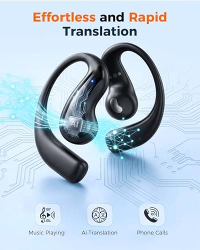 Open Ear Wireless Translation Earbuds with 77 Languages & 62 Accents, 3-in-1 Bluetooth Earbuds with Powerful Clear Sound, No Subscription AI Translator Earbuds,60H Playtime for Travel Business - Thumbnail 6