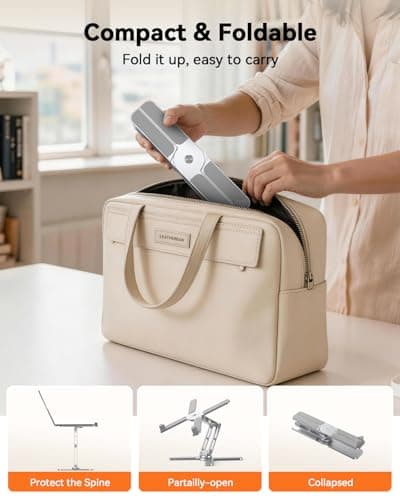 TECKNET 360° Rotating Laptop Stand for Desk, Foldable Computer Stand with Ergonomic Adjustable Height Angles, Portable Laptop Riser Holder, Easy Storage Compatible with 10-17.3" MacBook Laptops Silver - Thumbnail 6