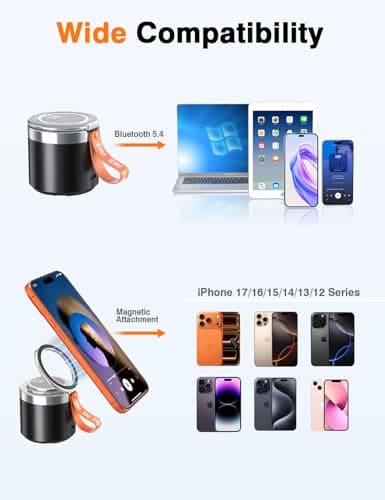 EWA Wireless Bluetooth Speaker with Secure Magnetic Phone Stand, HD Surround Sound & Anti-Slip Base | Hands-Free Magnetic Holder for Desk, Kitchen, Home Workout - Gift Ideal for Men Women (Black) - Thumbnail 6