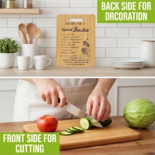 Gift for Bestie Best Friend Birthday Gifts Ideas, Recipe Cutting Board for Besties, Best Gifts for Bestie Female BFF Female Bestfriend Best Friends Gift Bamboo Cutting Board Kitchen Decor - Thumbnail 2