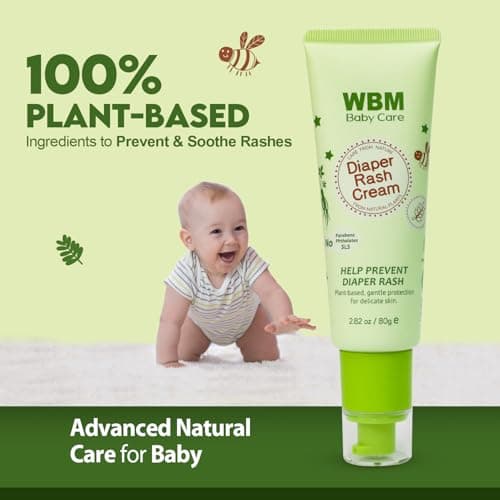 WBM Diaper Rash Cream | Baby Rash Relief Ointments Cream | Cruelty-Free, Hypoallergenic, Soothing, Moisturizing with Zinc Oxide | Gentle for Baby Skin | 2.82 oz - Thumbnail 4