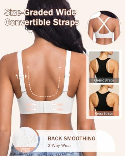 leviace 2 Pack Wireless Jelly Bras for Women with Support, Nude/White, L - Thumbnail 2