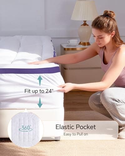 ChiXpace Dual Layer 4 Inch Memory Foam Mattress Topper Twin - 2 Inch Gel Memory Foam and 2 Inch Pillow Top Mattress Pad, 7-Zone Egg Crate Twin Size Mattress Topper(White) - Thumbnail 6