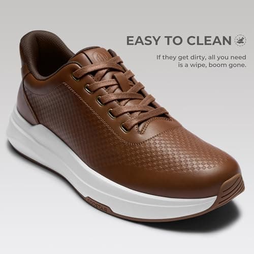 Coostar Mens Brown Dress Shoes with Arch Support Orthopedic Shoes for Men Comfortable Business Work Shoe Brown Size 9.5 - Thumbnail 5
