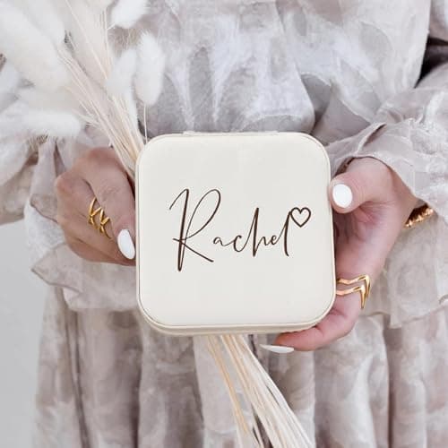 Corissy Personalized Jewelry Box for Women, Custom Travel Jewelry Case with Name and Birth Flower, Leather Jewelry Box for Rings, Earrings, Necklaces, Personalized Gifts for Women - Thumbnail 2