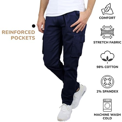 Blu Rock Cargo Pants for Men 3-Pack Flex Stretch Utility Trousers Durable Work Outdoor Wear Mens Cargo Pants 31 Inch Inseam - Thumbnail 3