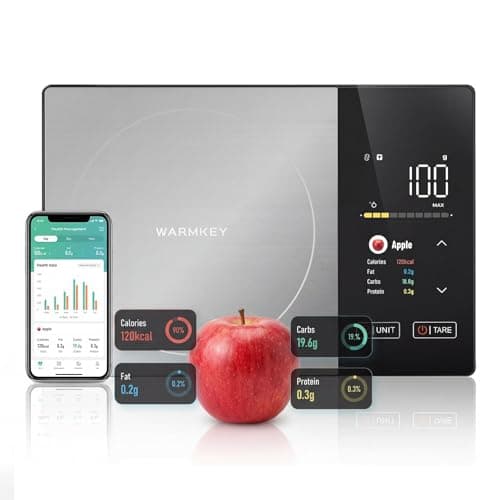 WARMKEY TFT Dual Display Smart Nutrition Scale with App, Tracks Calories, Fat, Carbs & Protein, 1g Precision, 5kg/11lb, 50 Foods 24 Nutrients, for Meal Prep, Keto & Healthy Diet - Image 1