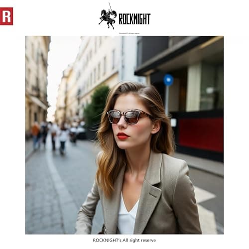 ROCKNIGHT Polarized Sunglasses for Men UV Protection Retro High End Acetate Square Tortoise Sunglasses Women Brown Flat Lens Beach Driving Hiking - Thumbnail 3