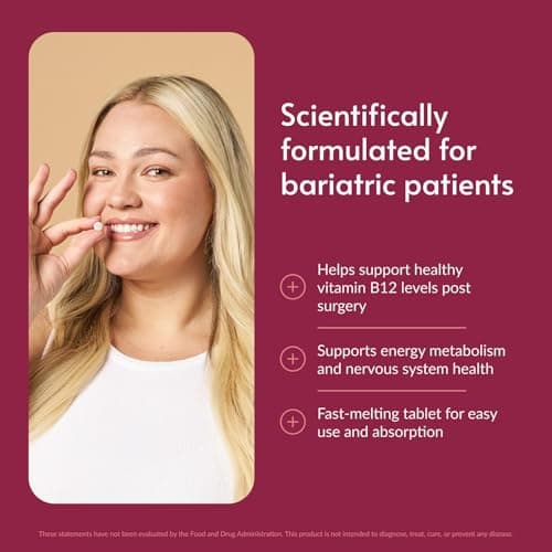 Bariatric Advantage B-12 Speedy Melts, Vitamin B12 1000 mcg Supplement, Fast Melting with 200 mcg of Folic Acid for Nutritional Support - Peppermint, 30 Count - Thumbnail 2