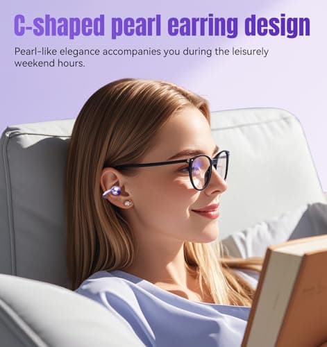 King Lucky Next-gen Clip on Earbuds Open Ear Wireless Bluetooth 6.0 Headphones with Mic,50H Play,ENC,IPX5 Waterproof,Sports Ear Buds,Comfortable for Small Ears&Fitness,Running (Purple) - Thumbnail 3