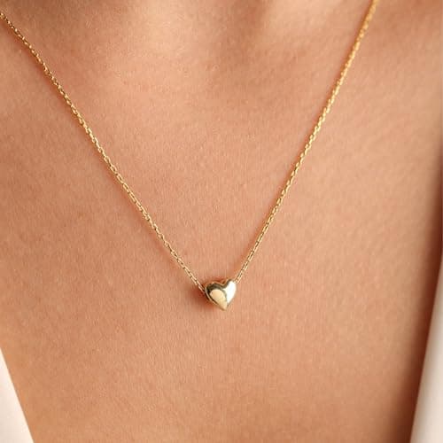 BAYLAY Heart Necklaces for Women Girls, 18K Gold Plated Cute Tiny Heart Necklace Dainty Gold Necklace for Women Gold Jewelry Mothers Day Gifts for Mom Grandma Wife Women - Thumbnail 3
