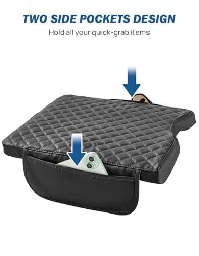 JOYTUTUS Center Console Cover Compatible with 2015-2026 Ford F150, 2017-2026 F250 F350 F450 with 40/20/40 Jump Seat, Leather Armrest Cover Center Console Cushion with Side Pockets (Jump Seat Only) - Thumbnail 3