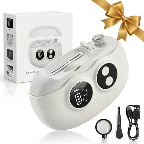 Swocky 3-in-1 Electric Nail Clipper,Adjustable Blade Opening Baby Nail Trimmer Electric,2-Speed Electric Nail File,Digital Display,Beautiful Gifts for Babies,Adults and the Elderly,White