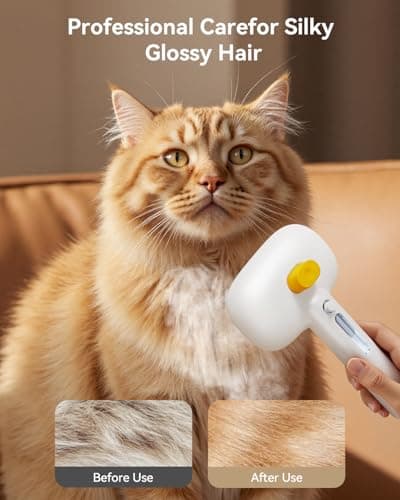 ROJECO 3-in-1 Pet Steam Brush for Cats&Dogs-Pet Spray Hair Removal Detangling Comb with Adjustable Mist,Handheld Deshedding Grooming Tool for Long/Short Hair,Massage Brush & Shedding Control,Cordless - Thumbnail 6
