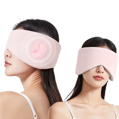 Vettres Reversible Warm & Cool Sleep Mask Wrap-Around Blackout Eye Masks for Side Sleepers Adjustable Unisex Eye Cover for Travel Office & Rest Pink - Image 1