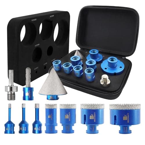 Tile Hole Saw Kit Diamond- BRSCHNITT 10pcs Diamond Core Drill Bit Set for Porcelain Tile Ceramic Marble Granite Drilling,Finger Chamfer Bit - Image 1