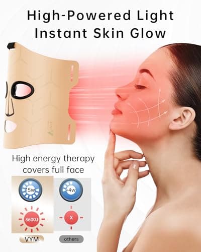 Infrared Red Light Therapy Mask: High Power Facial Skincare Device for Glowing Skin – Ultra-Thin 1.8mm 4.6oz, 830nm 633nm 590nm, Red Light Therapy for face Luxury Gift- Golden Windmill - Thumbnail 3