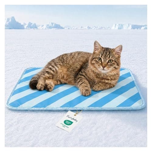 Dog Cooling Mat for Dogs & Cats, Soft Breathable Cooling Pad for Dog Bed, 23"x18" Self Cooling Crate Mat for Dogs, No Gel Washable Non-Slip Pet Cooling Mat Indoor Outdoor, Blue Stripe - Image 1