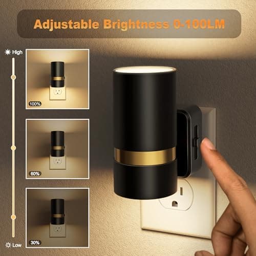 JandCase Night Lights Plug into Wall, Automatic Night Light with Dusk to Dawn, 2 Pack 0-100LM Dimmable Plug in LED Nightlight 3000K Soft Warm for Bedroom, Hallway, Stairs - Thumbnail 2