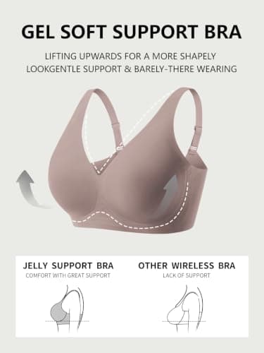 COCOMARTS Jelly Bras for Women No Underwire Deep V Bra Grey M - Thumbnail 6