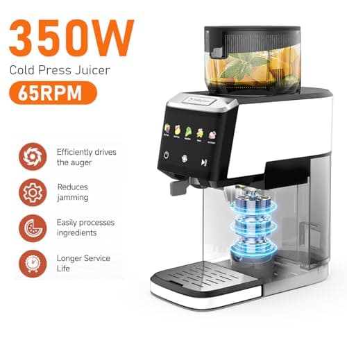 CFR606-1 Cold Press Juicer Machines,Touch Sensing Function,Double Filter Screen,5.3"Wide Feed Chute,350W Slow Masticating Juicer for Whole Vegetables & Fruits,Easy to Clean(White) - Thumbnail 3