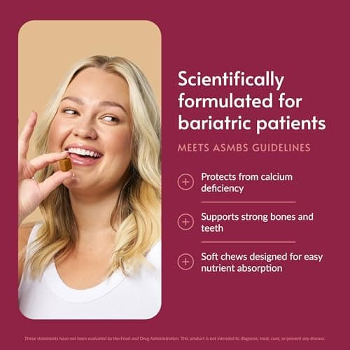 Bariatric Advantage Calcium Citrate Chewy Bites 500 mg - Highly Absorbable & Digestible - Vitamin D3 - Easily Chewable Calcium Supplement - Assorted Sweet Flavor - 90 Count - Thumbnail 2
