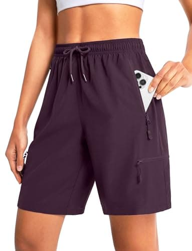 Cyasundent Women's 7" Hiking Cargo Shorts Lightweight Stretch Quick Dry Athletic Golf Summer Bermuda Shorts for Women (Wine_XL) - Image 1