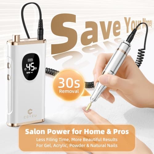 COYZU Professional Electric Nail Drill Rechargeable Nail File with Bits - Thumbnail 4