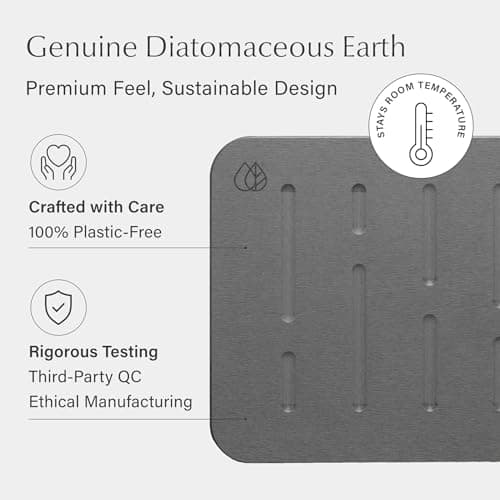 Dorai Home Bath Stone Mat 23.6"x15.4" (2-Pack) – Quick-Dry, Non-Slip Diatomite Stone Bath Mat, Rain Slate - Thumbnail 4