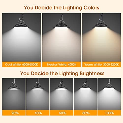SunBonar Solar Shed Lights Indoor 2 Pack, 3200K/4000K/6000K Dimmable Daytime Available Pendant Lights Outdoor with ON Off Switch & Remote Solar Powered Hanging Chandelier Lights for Home Barn Garage - Thumbnail 5